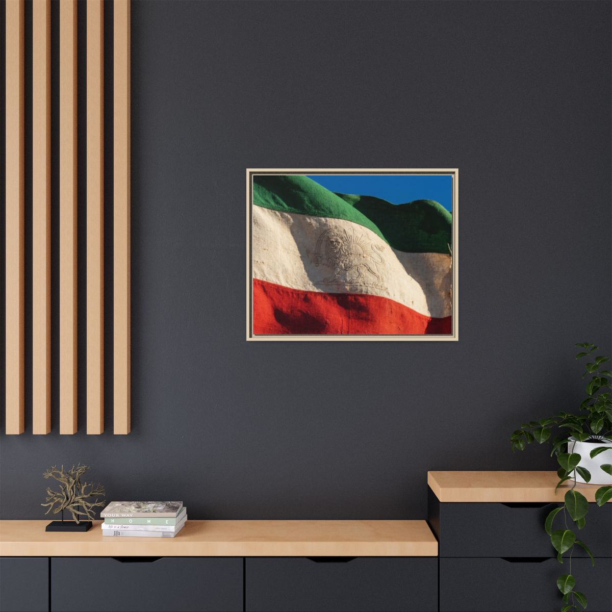 Framed Canvas Art - Distressed Flag — Natural / 1.25"