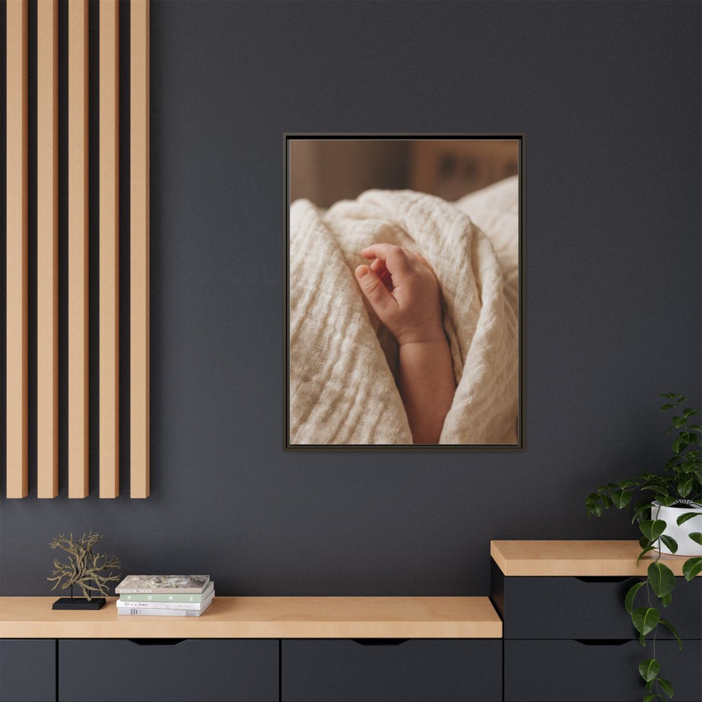 Framed Matte Canvas - Tender Newborn Hand (8×10, 9×12... |...