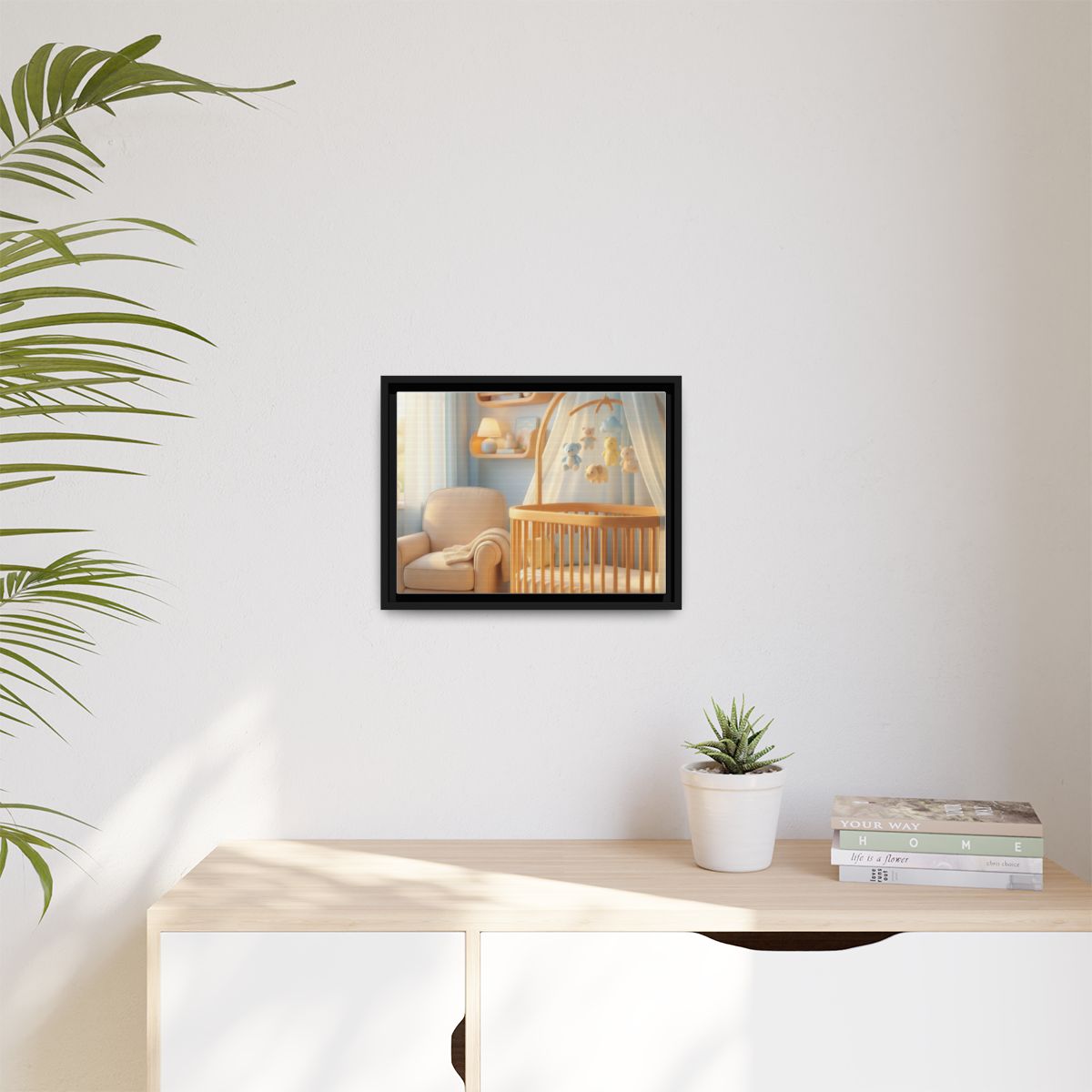 Matte Canvas, Framed - Dreamy Serene Nursery Art — Black /...