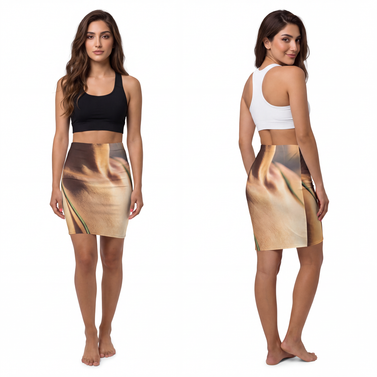 Women's Mid-Waist Pencil Skirt - Golden Hour Pencil Skirt......