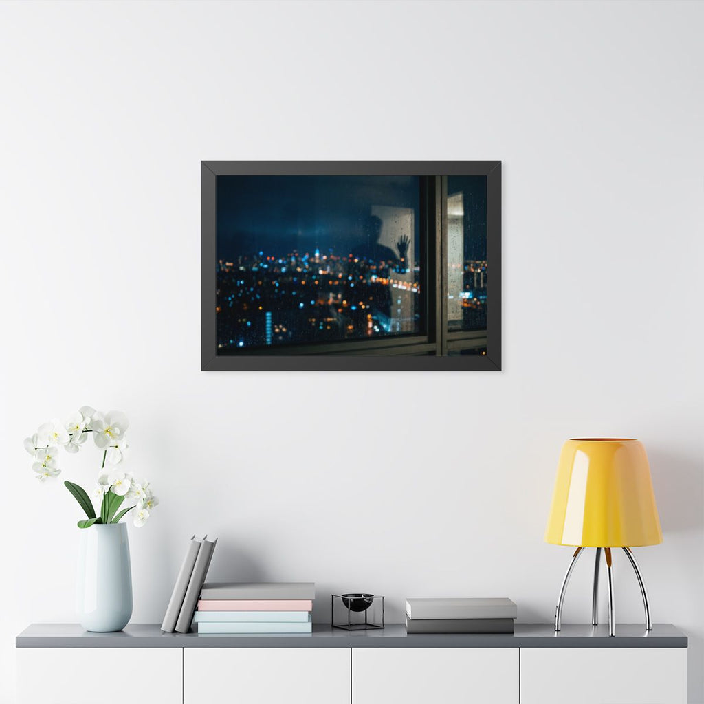 Framed Horizontal Poster - Rainy City Solitude — Black... |...
