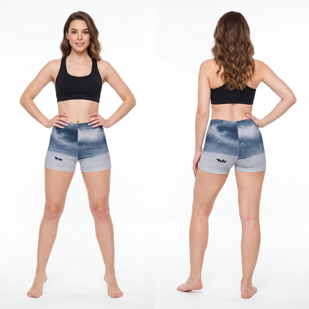 Women's Shorts with Winter Landscape Artwork