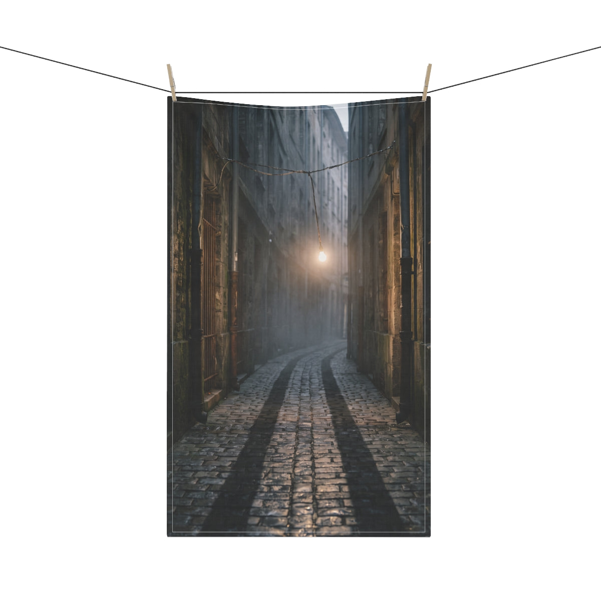 Tea Towels - Moody Cobblestone Alley | Echovira Gallery