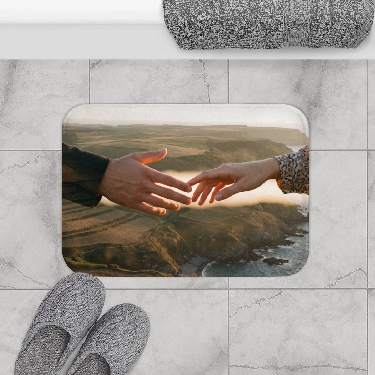 Bath Mat - The Infinite Touch | Ethereal Coastal Art |...