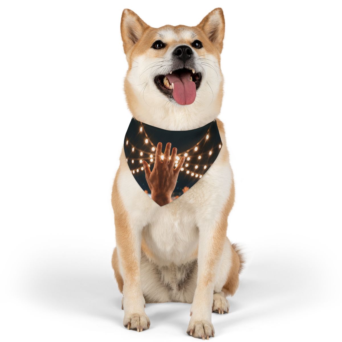 Pet Bandana Collar - Golden Festival Lights Hand Celebration...