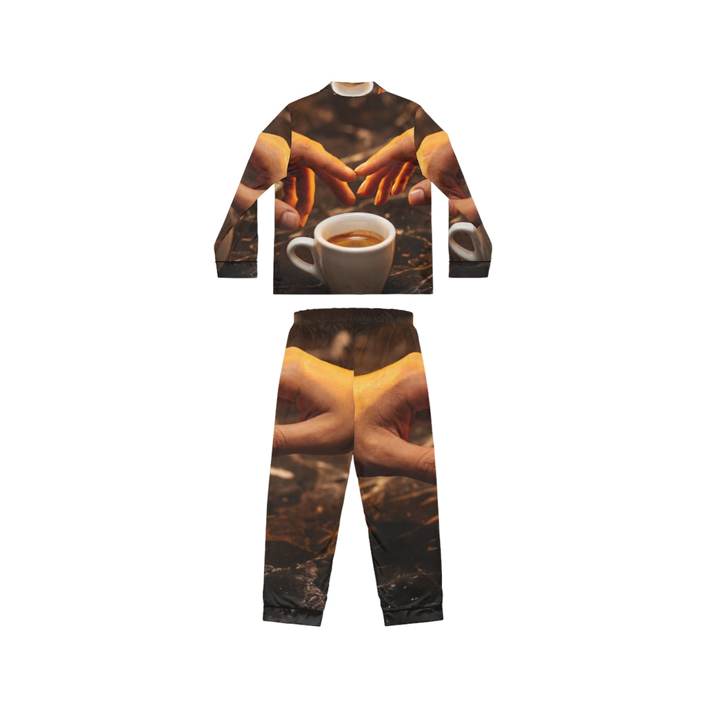 Women's Satin Pajamas with Espresso Café Art