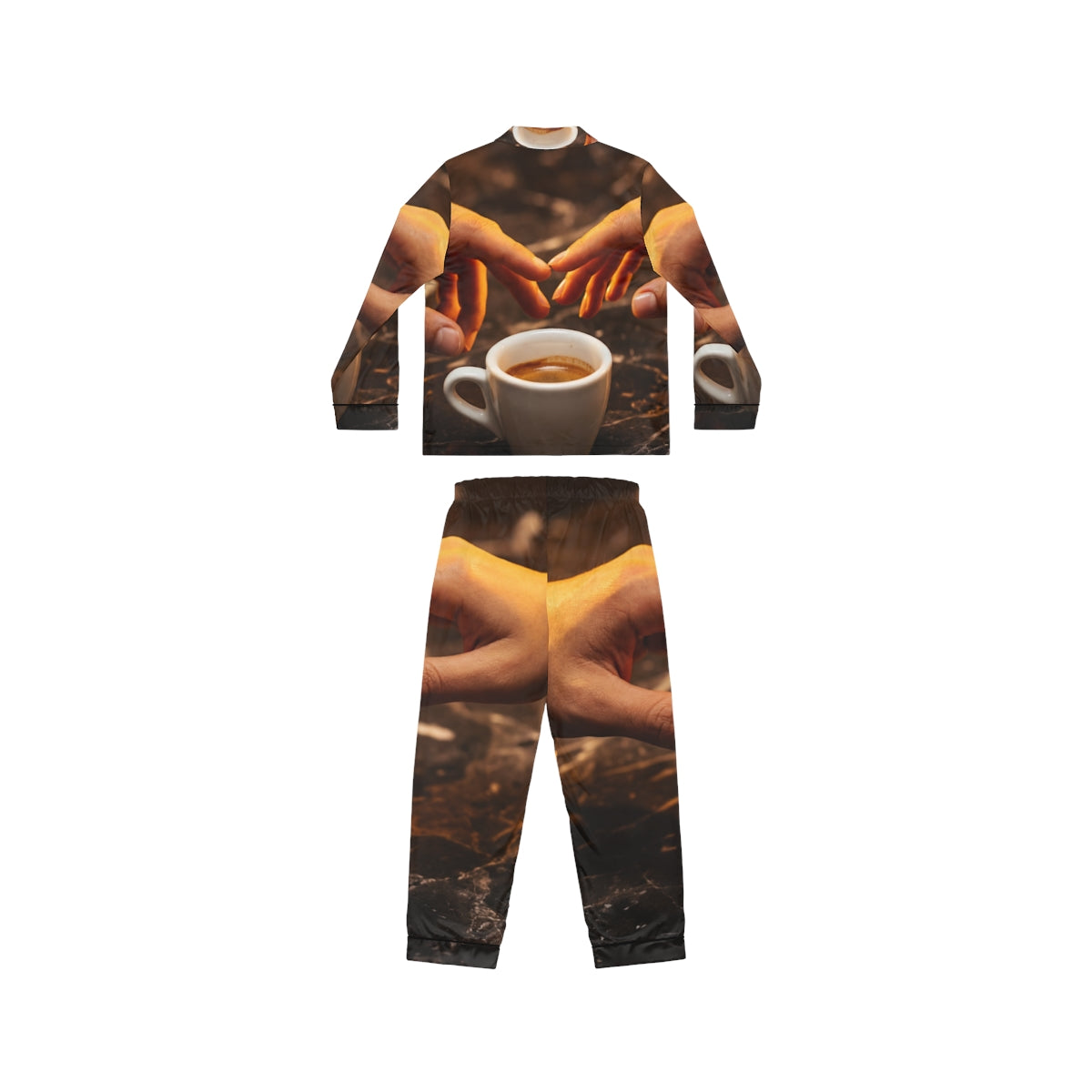 Women's Satin Pajamas with Espresso Café Art