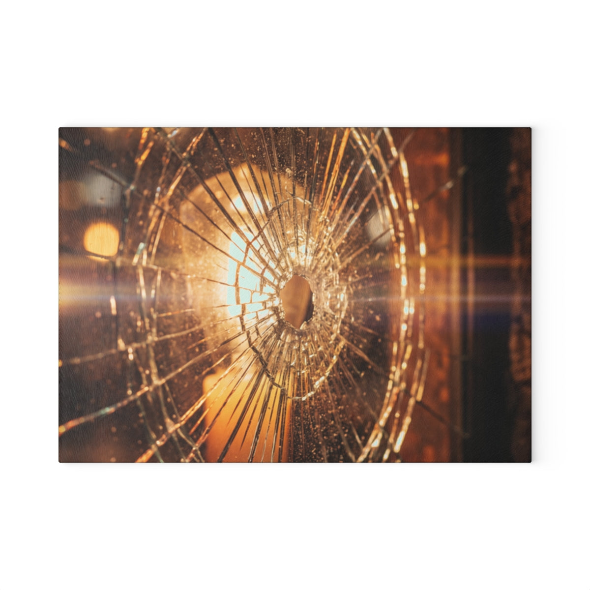 Glass Cutting Board - Shattered Light Golden Amber Glass Art...