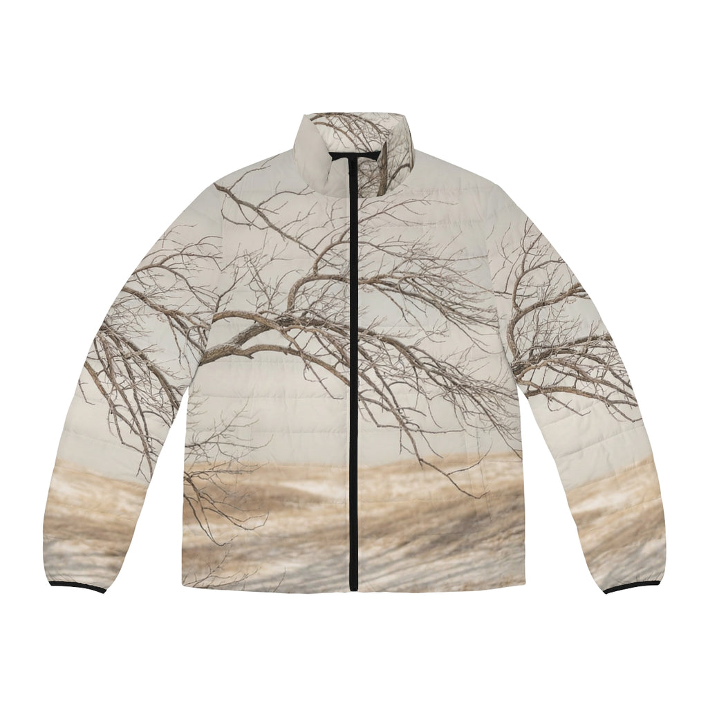 Men's Puffer Jacket - Winter Branch Solitude Landscape |...