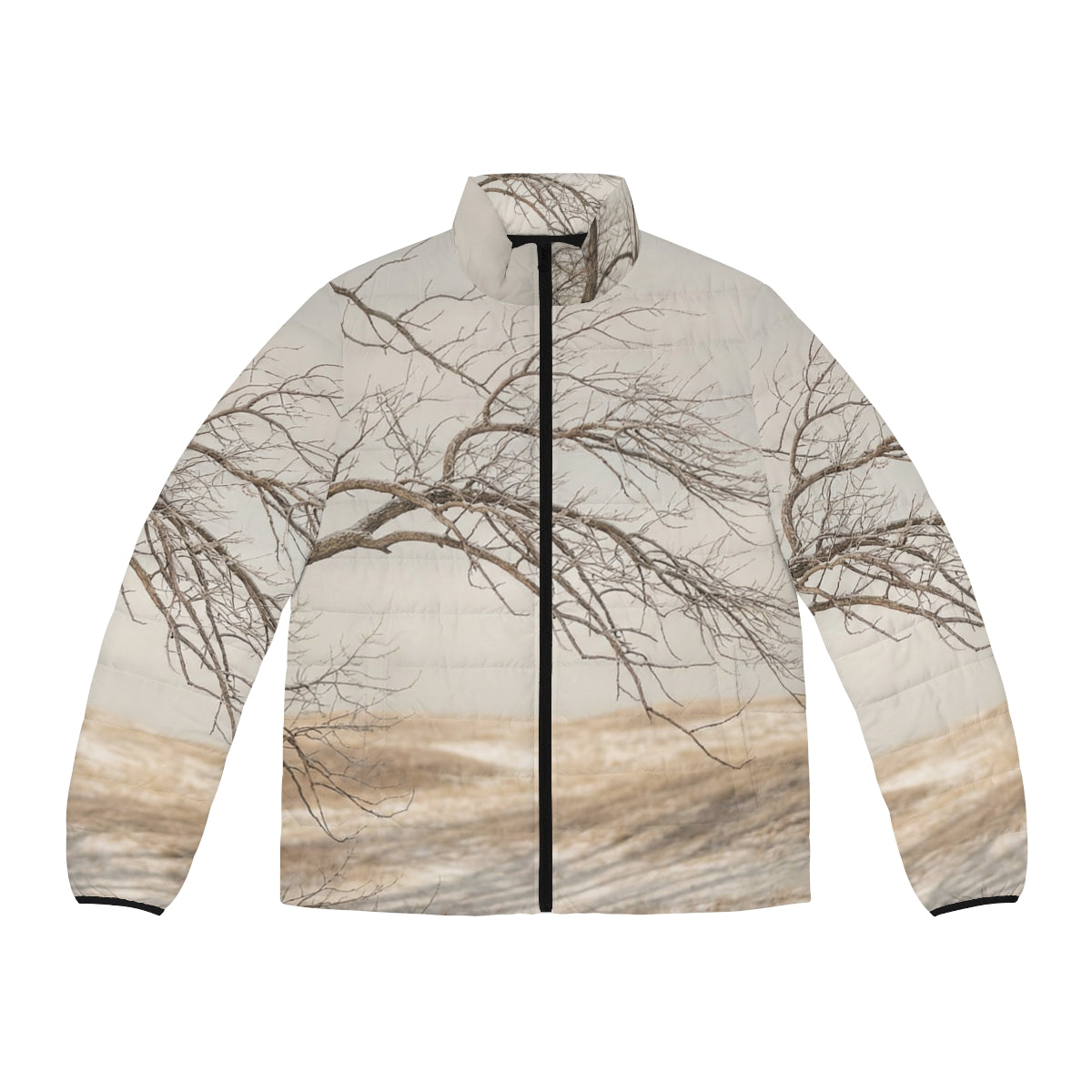 Men's Puffer Jacket - Winter Branch Solitude Landscape |...