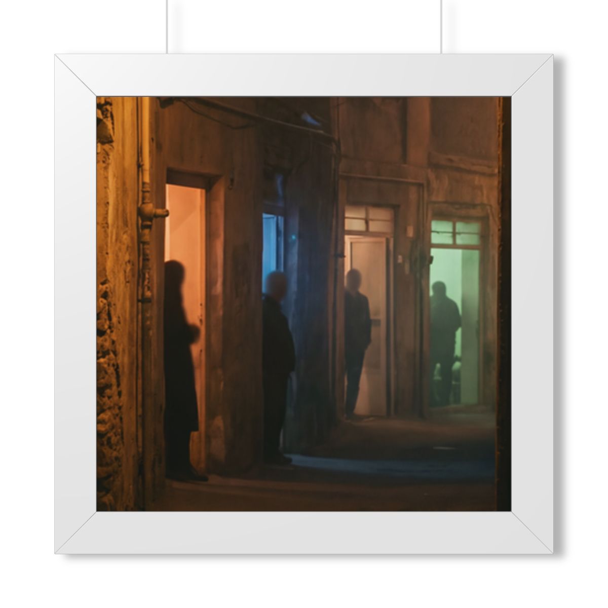 Framed Horizontal Poster - Shadowed Alleyway Mystery Art......