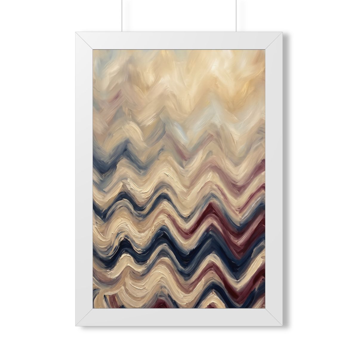 Framed Vertical Poster - Earth Chevron Wave — White (11×14...