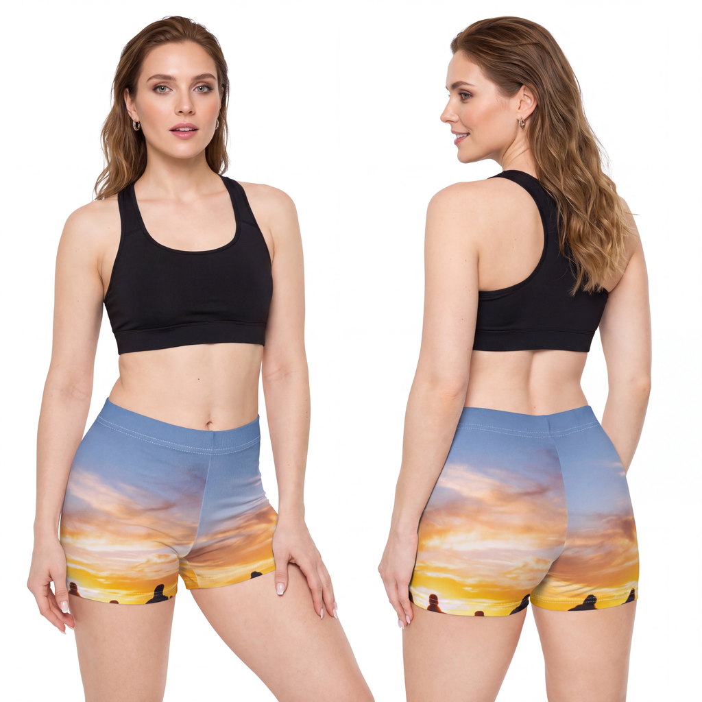 Women's Shorts - Sunset Mountain Ridge | Echovira Gallery