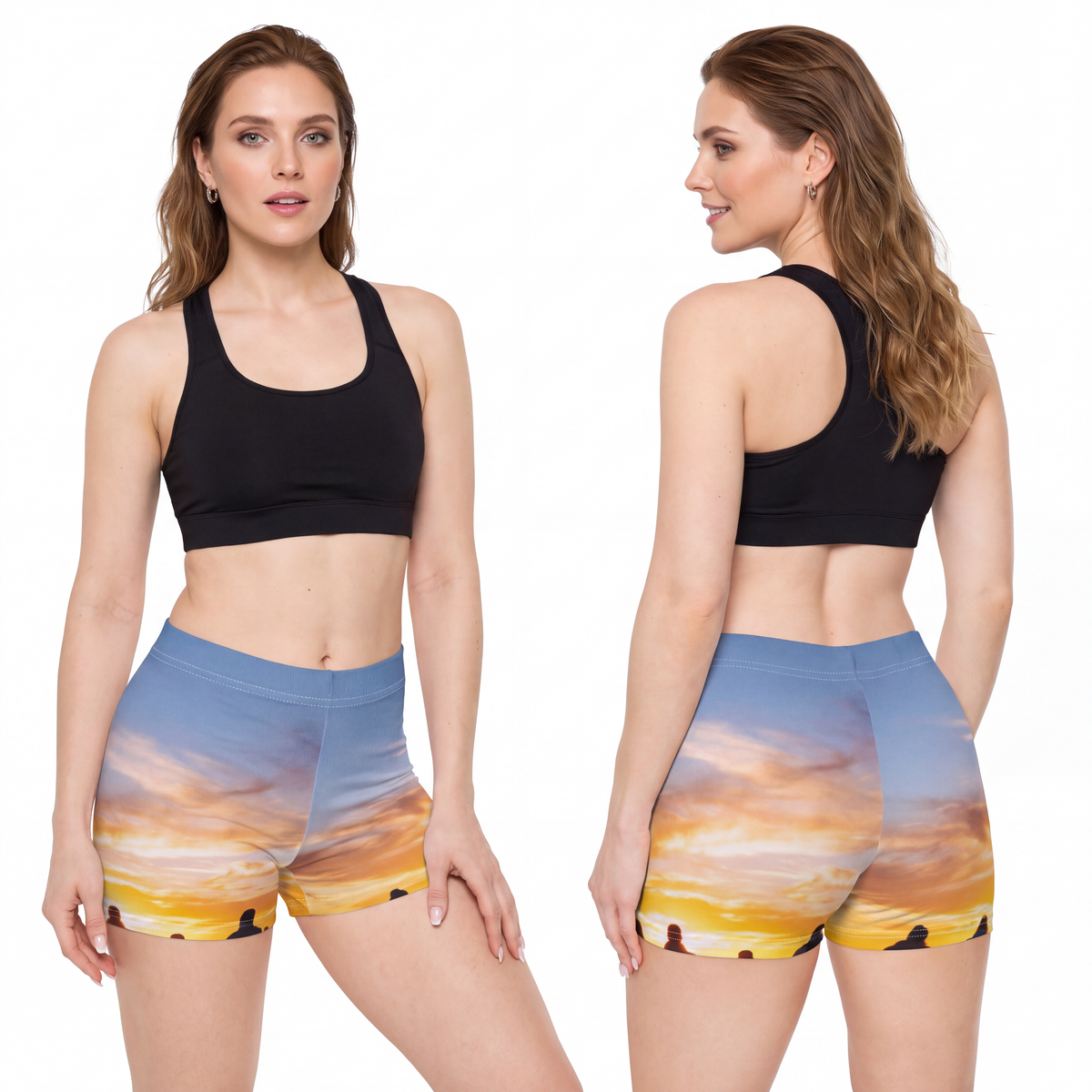 Women's Shorts - Sunset Mountain Ridge | Echovira Gallery