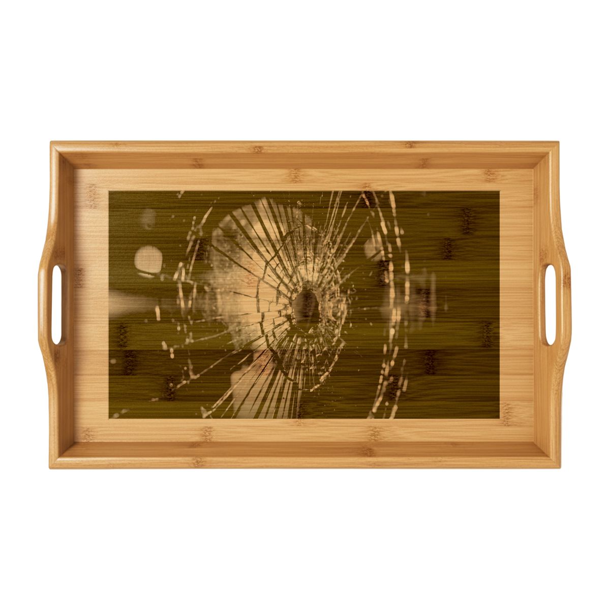 Bamboo Serving Tray - Fractured Glow Engraved Accent |...