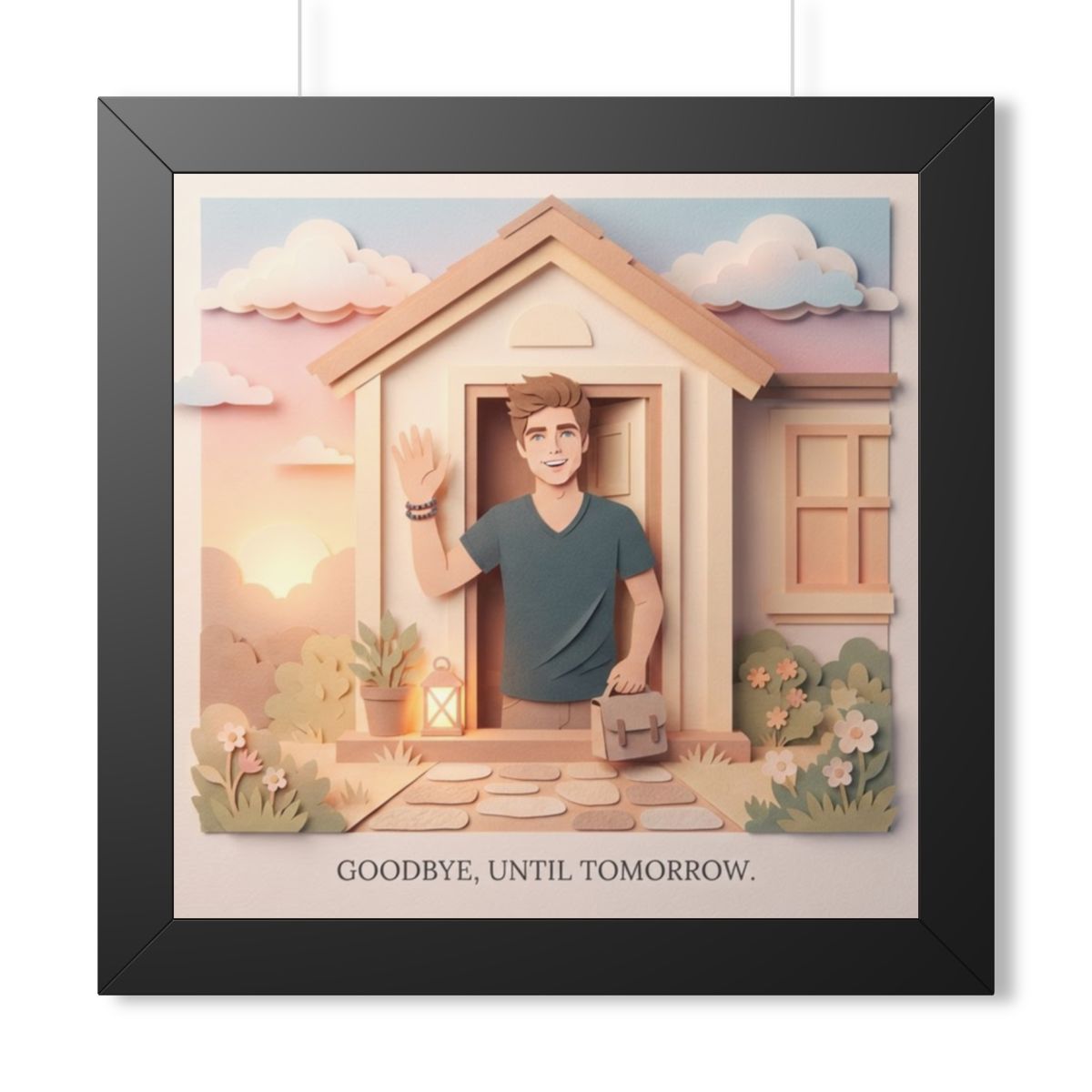 Framed Vertical Poster - Safe Journey Paper Cut Home Art —...