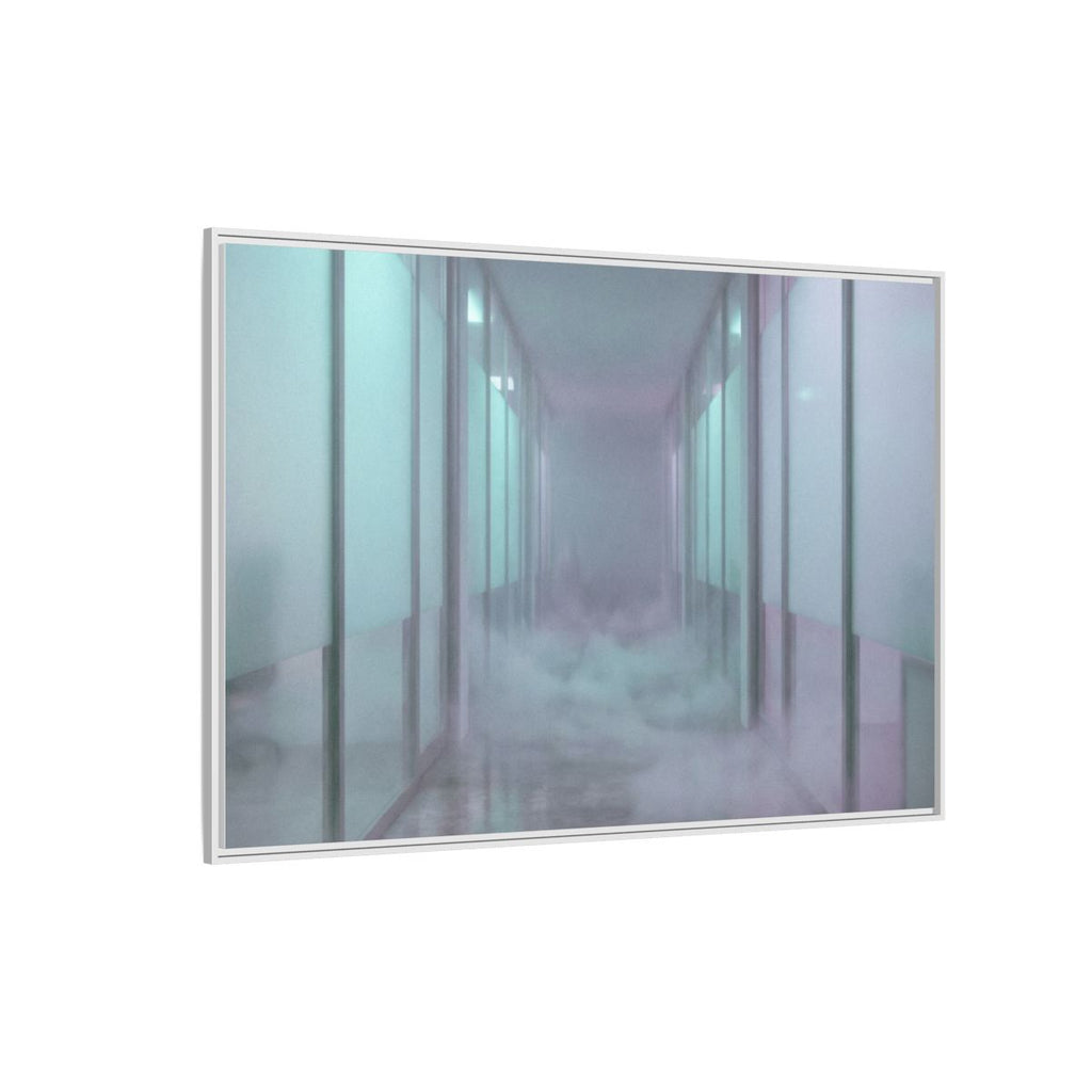 Matte Canvas, Framed - Liminal Corridor Fog Art Print — White / 1.25" (10×8, 12×9, 14×11, 16×12, 20×10, 18×12, 20×16, 24×16, 24×18, 36×12, 24×20, 32×16, 30×20, 30×24, 32×24, 48×16, 36×24, 48×24, 40×30, 60×20, 48×32, 60×30 & 60×40)