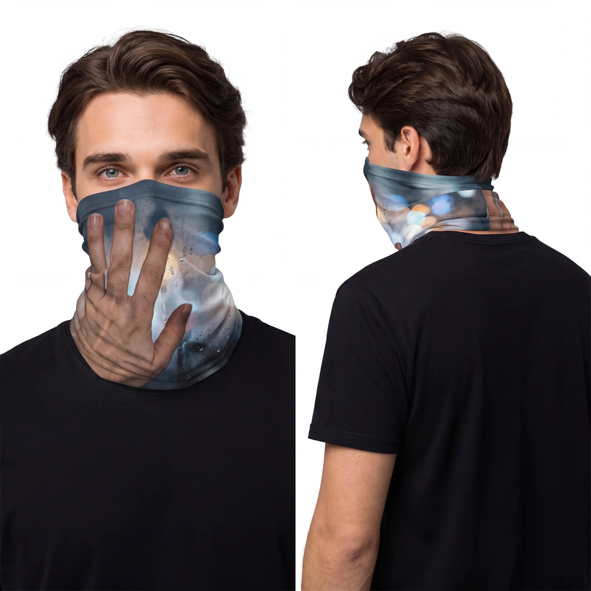 Men's Neck Gaiter Rainy City Window Art