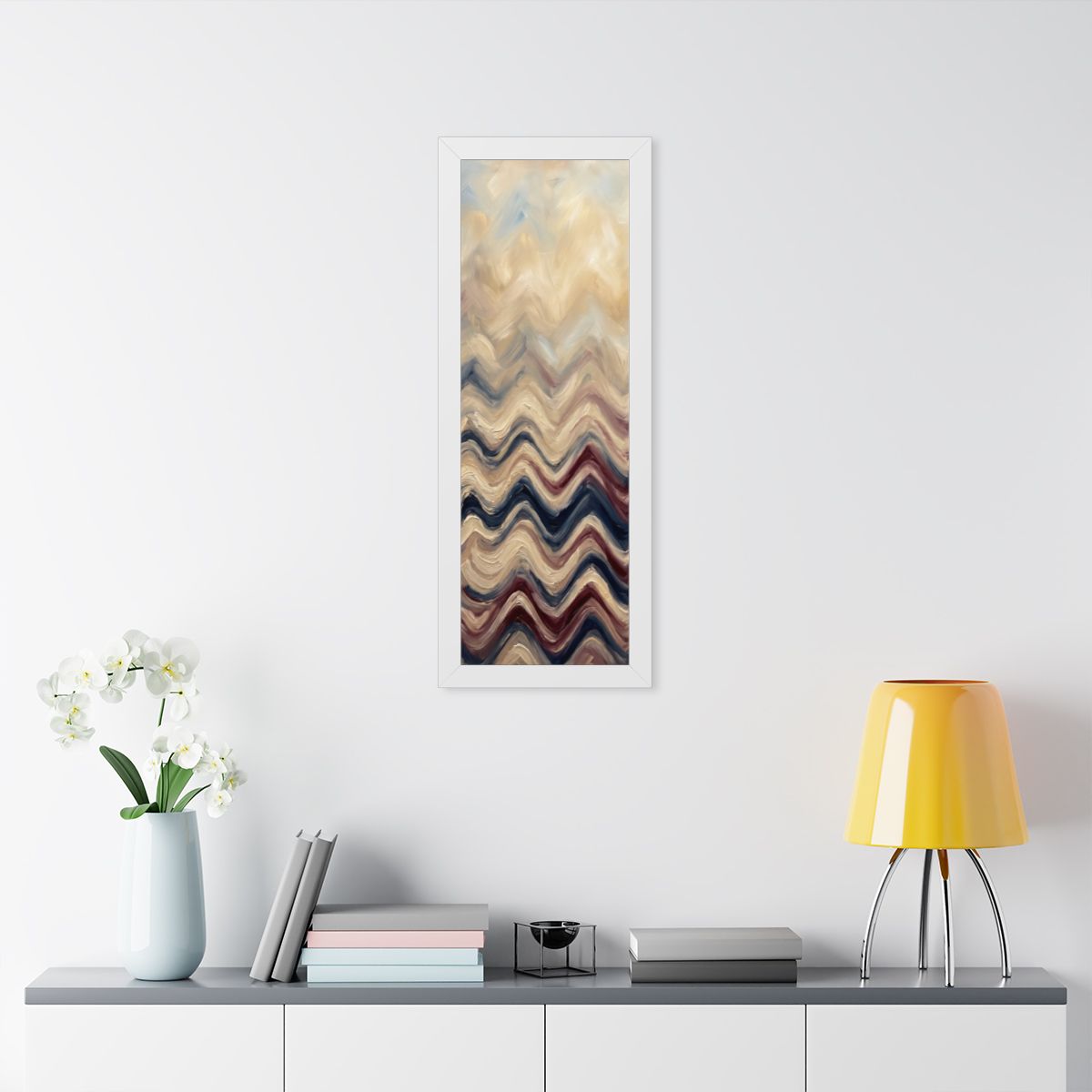 Framed Vertical Poster - Earth Chevron Wave — White (11×14...