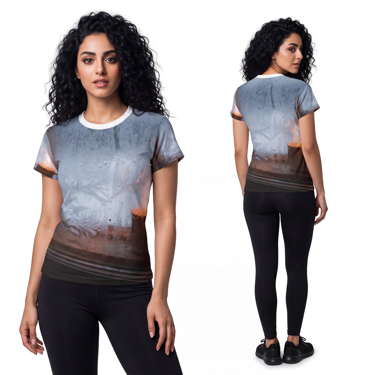 Women's Cut & Sew Tee Cozy Winter Candle
