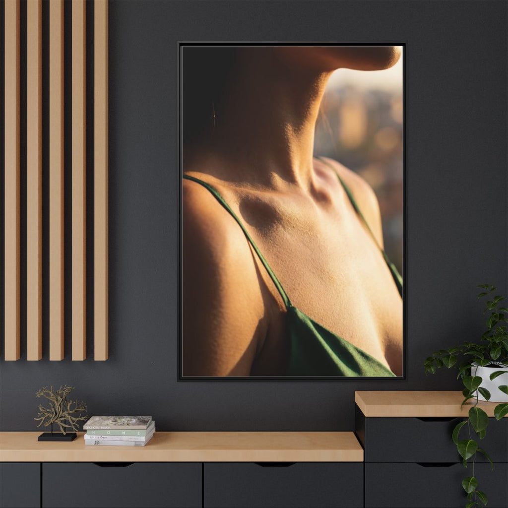Golden Hour Matte Canvas - Framed Sunset Wall Art — Black /...