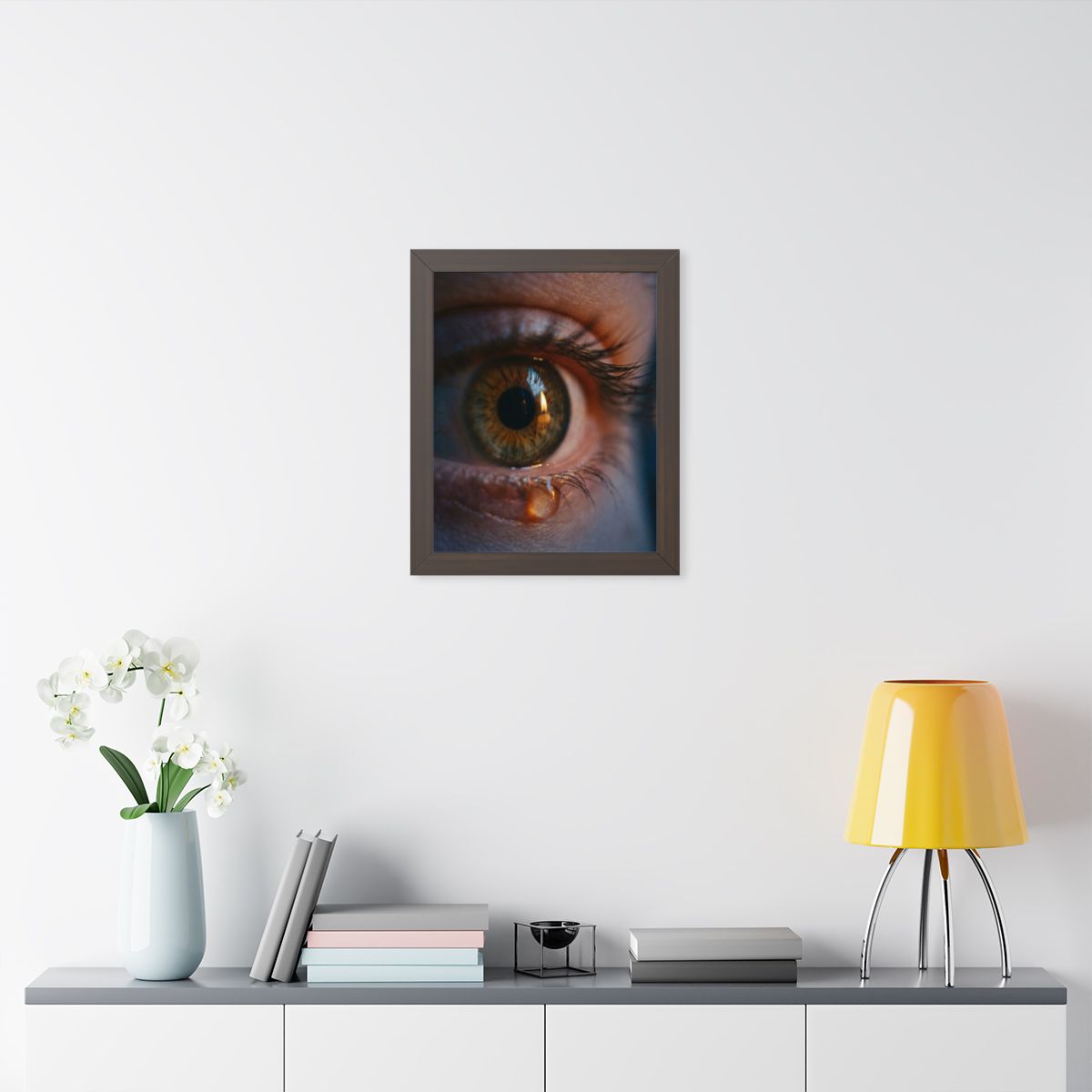 Framed Vertical Poster - Amber Iris Reflection Fine Art... |...