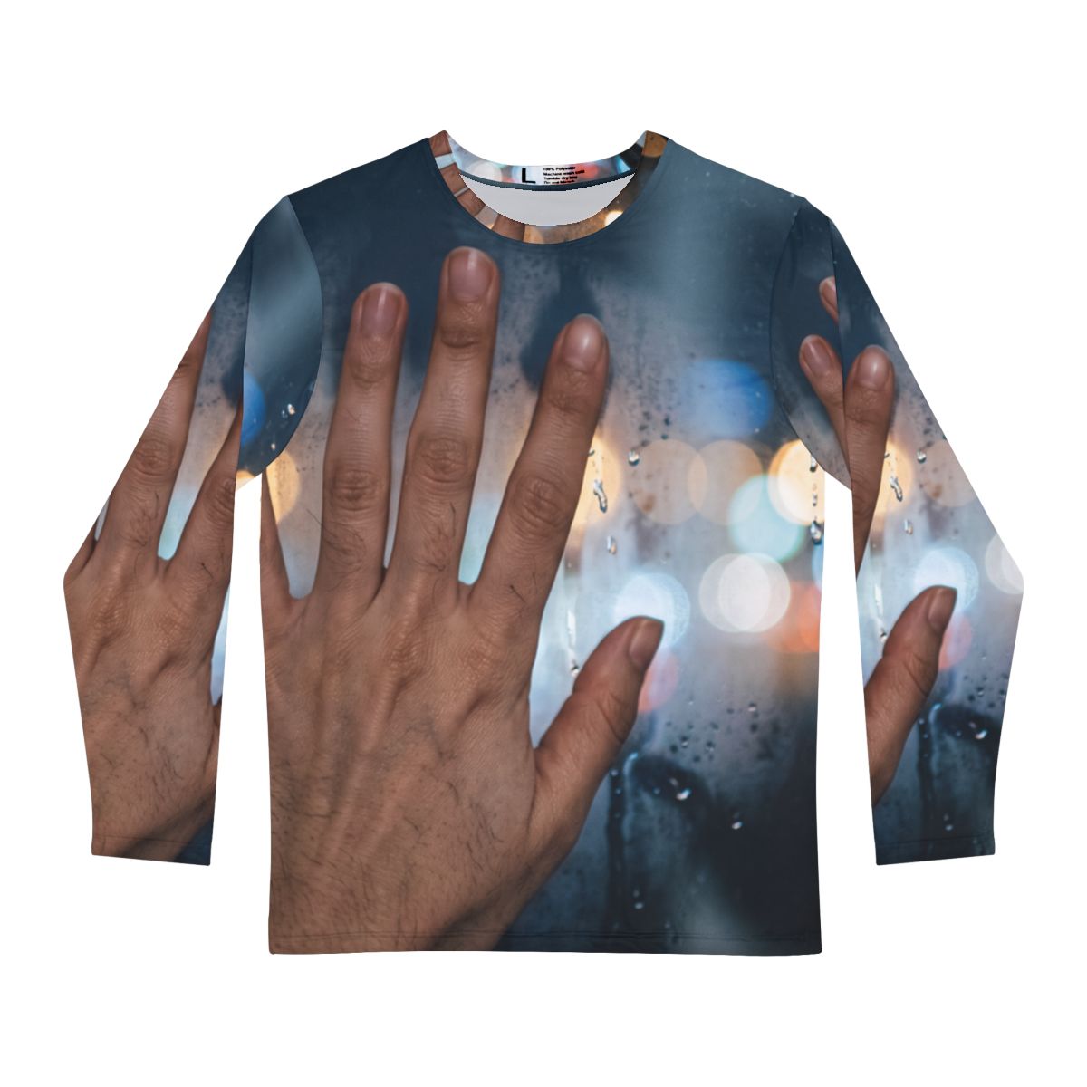 Men's Long Sleeve Shirt Rainy City Window Art