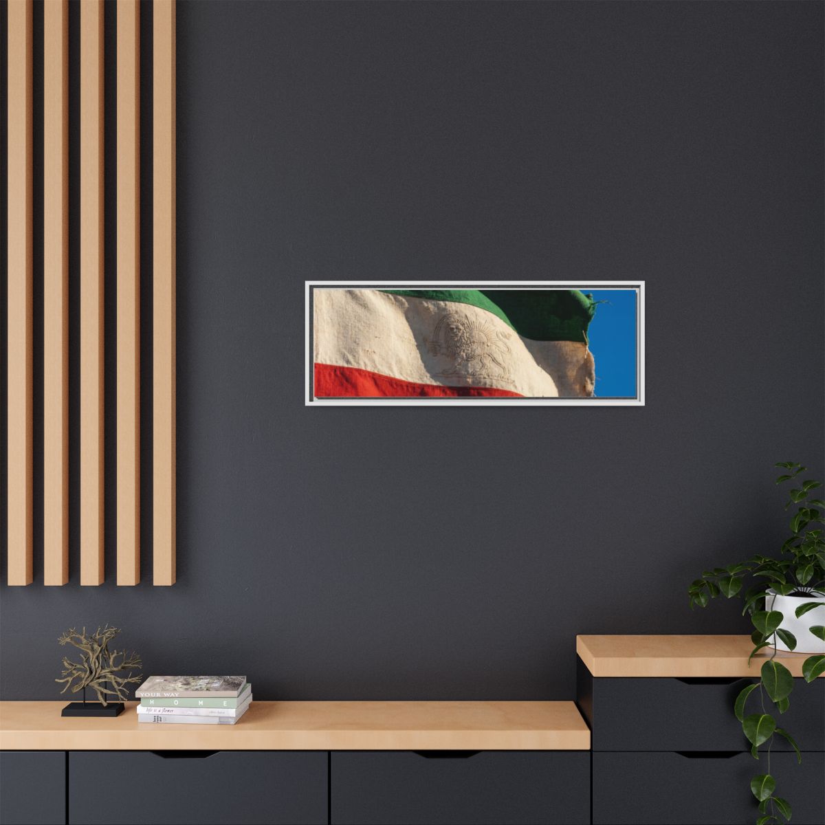 Framed Canvas Art - Distressed Flag — White / 1.25"