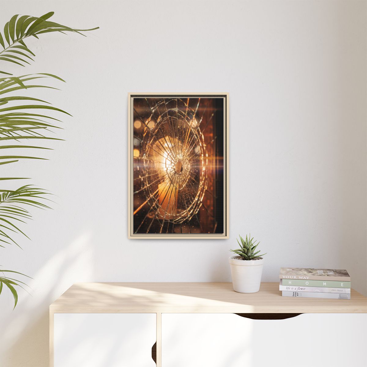 Matte Canvas, Framed - Golden Fractured Art — Natural /... |...