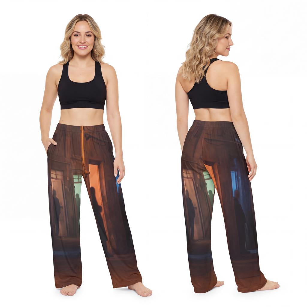 Women's Pajama Pants - Shadowed Alleyway Mystery Art Print |...